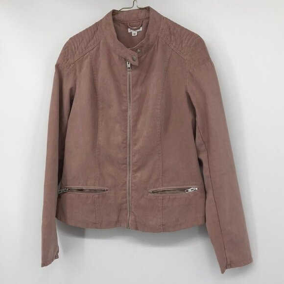 Jacqueline de Yong pale pink  faux suede moto jacket 40 - Picture 14 of 14
